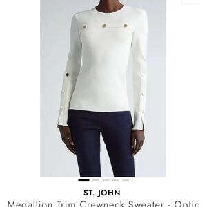 St. John Ivory Sweater with Gold Accents